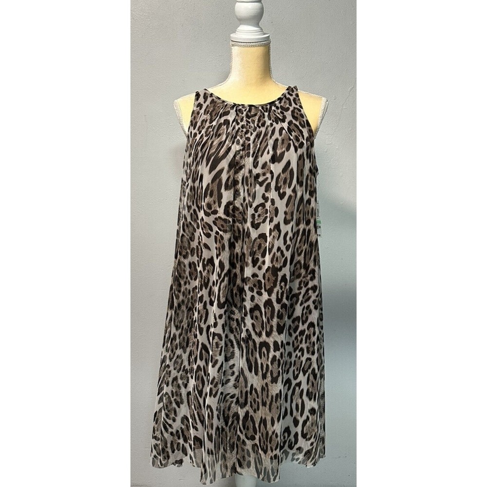 ALFANI Sleeveless Animal LEOPARD Print  Brown Sheath DRESS NWT Size 8